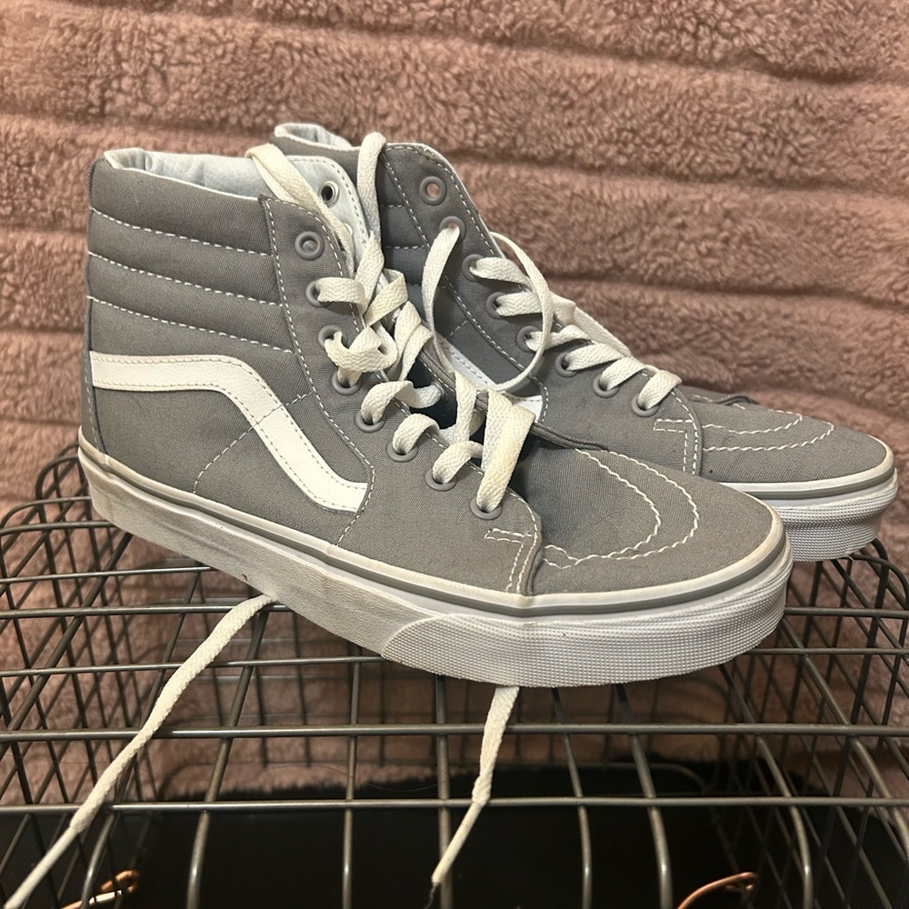 Gray High-Top Sneakers with White Accents